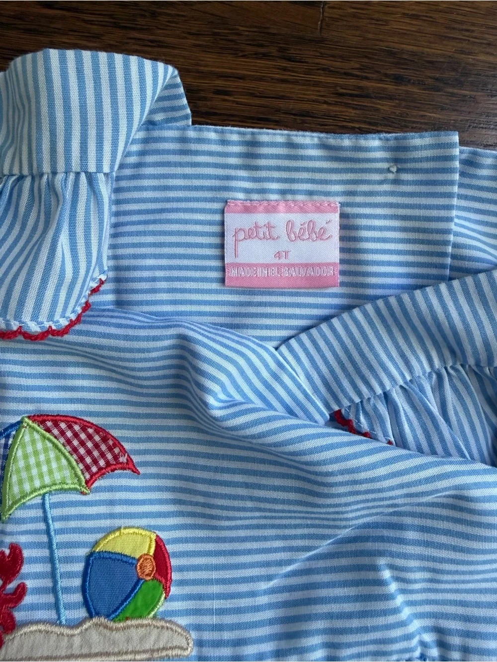 Petit Bebe Striped Sundress with Beach Appliqué